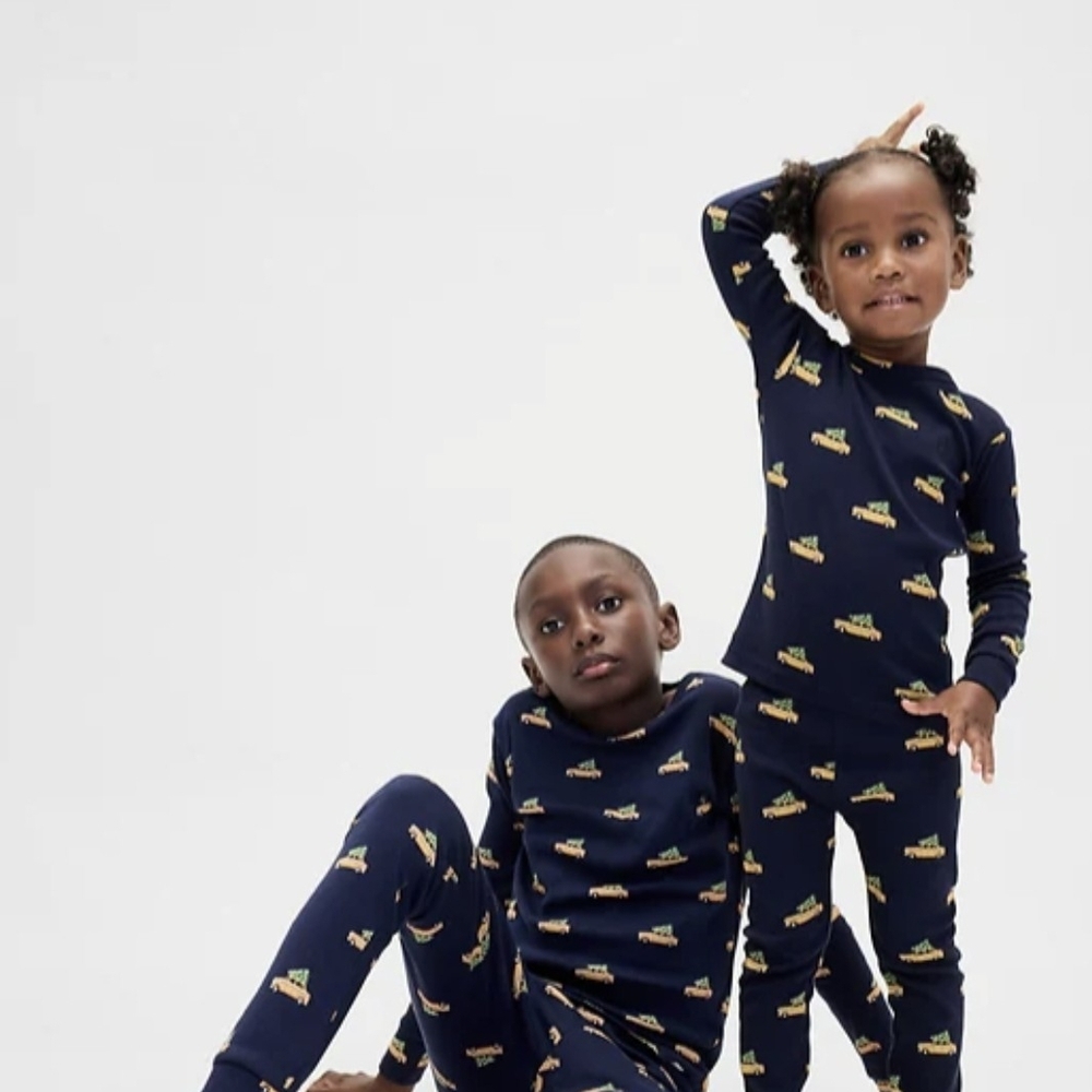 GAP Navy Kids Pajama Set with Yellow Print